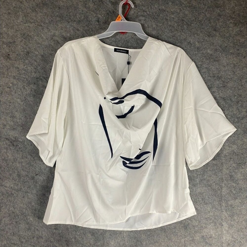 Koandaily Blouse Women's Extra Large Short Sleeve NWT White Casual Adults‎
